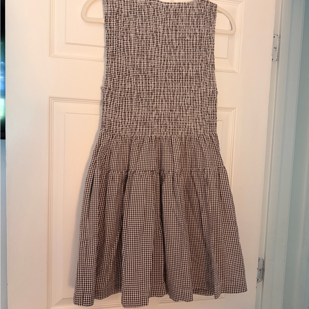 Hill House Cosima Mini Nap Dress Brown Gingham - Picture 3 of 3